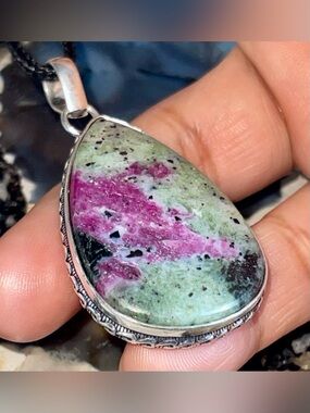 Ruby Zoisite Crystal Pendant 2”